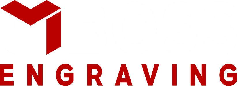Mboss Engraving logo white